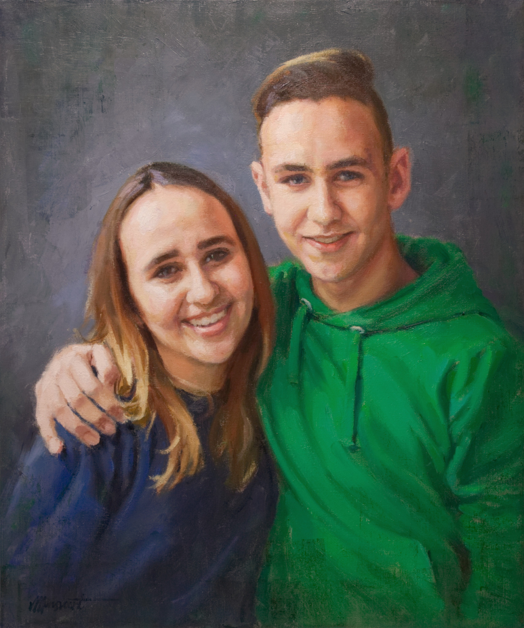 portret in opdracht schilderij broer en zus