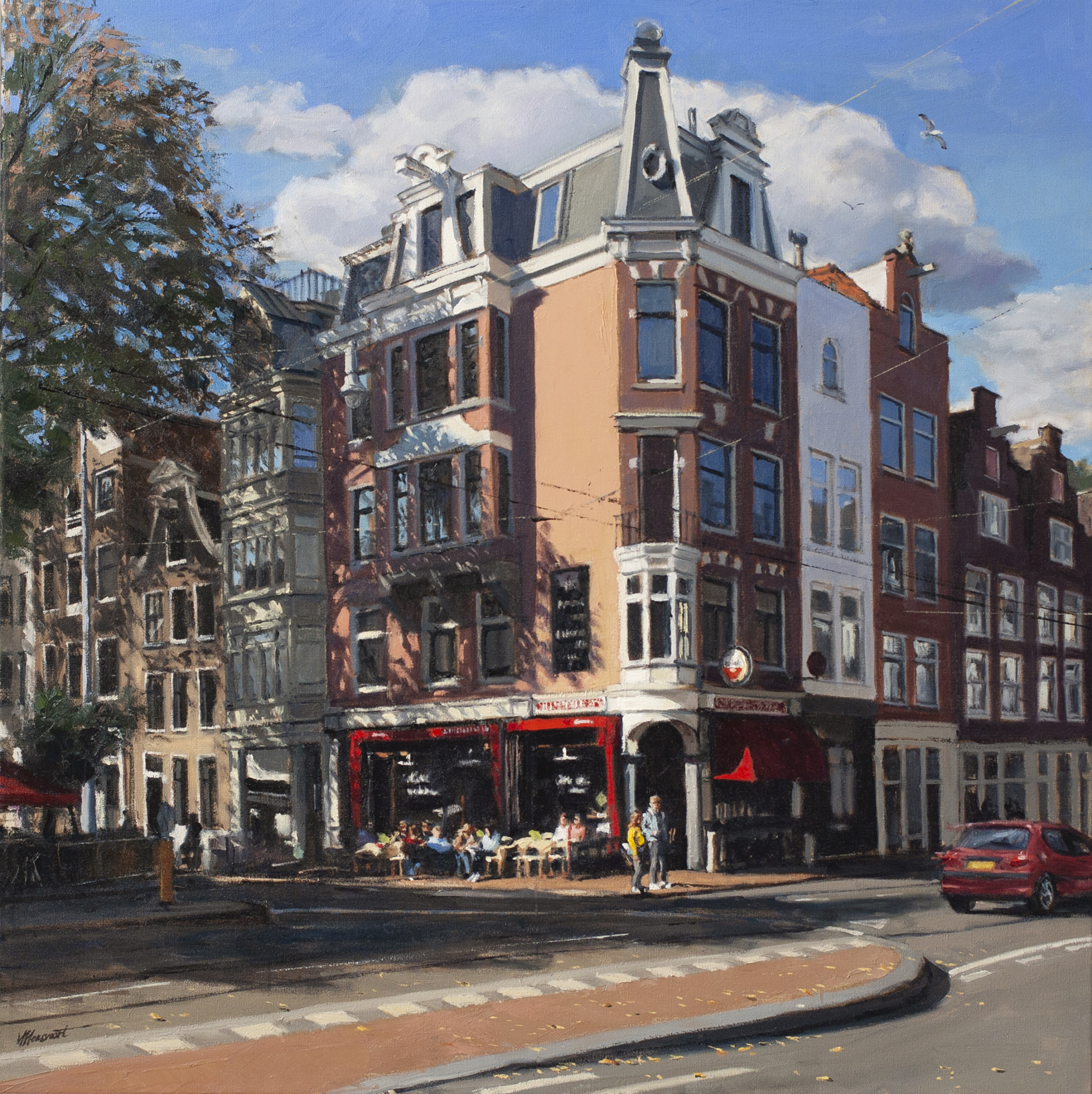 schilderij stadsgezicht Utrechtsestraat cafe bouwman amsterdam