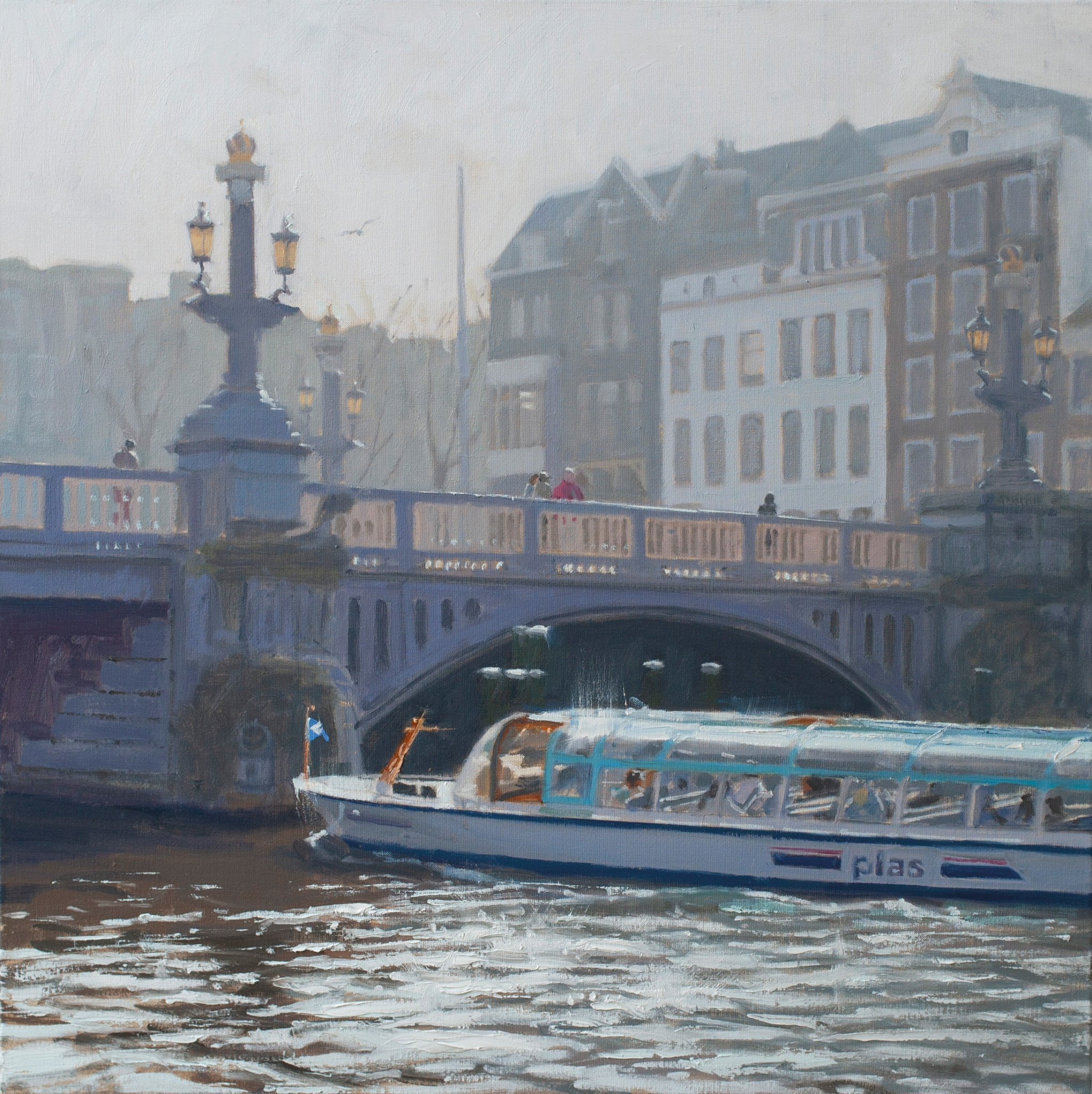schilderij blauwbrug amstel rondvaartboot amsterdam